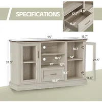 Farmhouse TV Stand for 65 Inch TV, Entertainment Center with Glass Door Storage Cabinet & Adjustable Shelves, Wood TV Console Ta 2