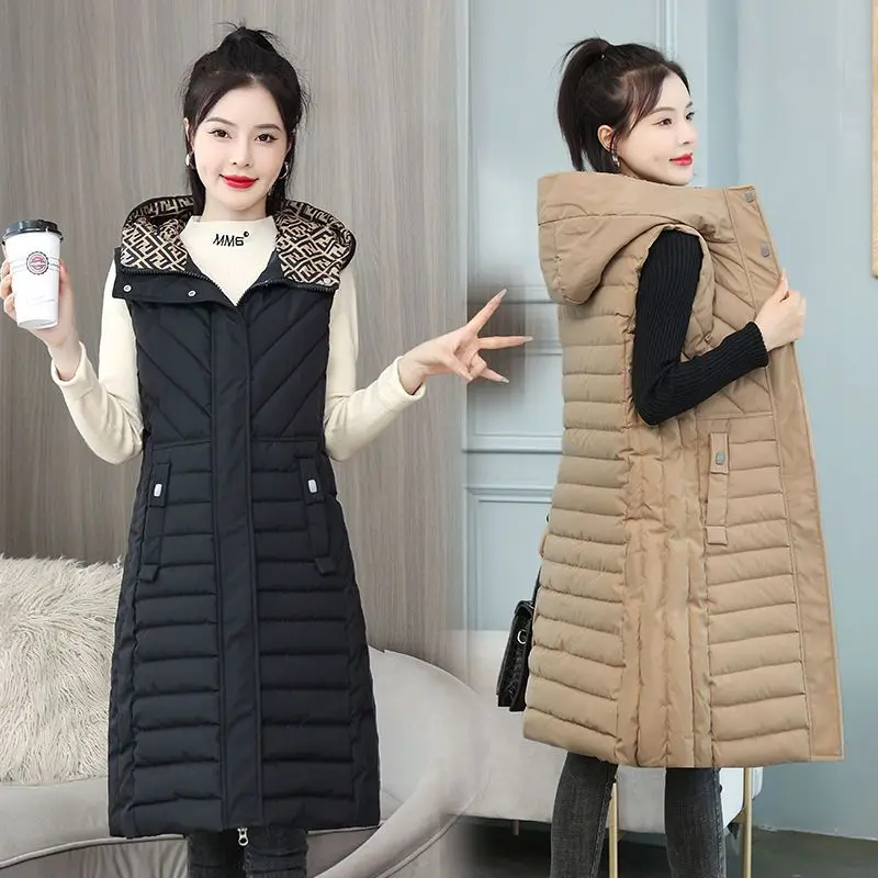

New Fashion Hooded Stripe Vest Women Sleeveless Jacket Women Casual Female Warm Woman Waistcoat Outerwear Beautiful Girl Vests