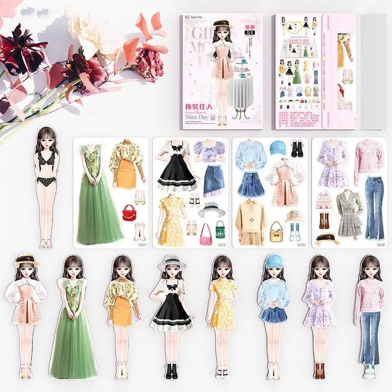 Magnetic Dress Up Dolls Safe And Harmless Princess Dress Up Doll Set Portable Princess Paper Doll Set Birthday Gift princess pretend toys doll clothes set princess doll