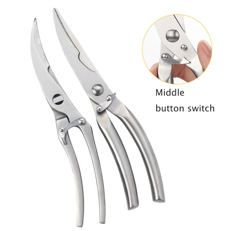 Stainless Steel Strong Chicken Bone Scissors Kitchen Household Scissors  Bone