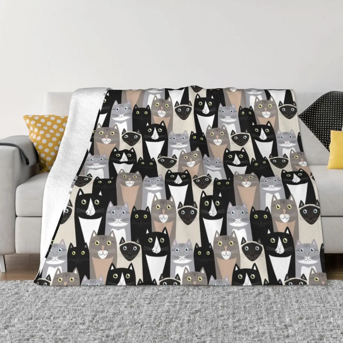 

Cat Blankets Fleece Printed Animals Pet Cute Funny Multifunction Soft Throw Blankets for Home Car Bedspreads