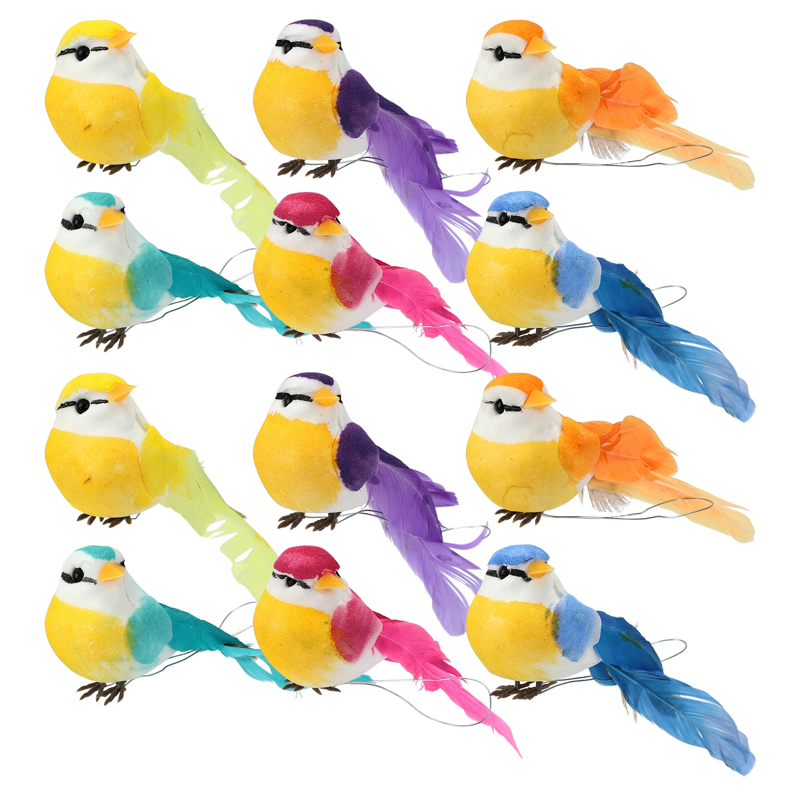 

12Pcs/Set Artificial Feather Birds Mini Foam Sparrow Animal Ornament For Christmas Tree Wedding Birthday Party Xmas DIY Decor