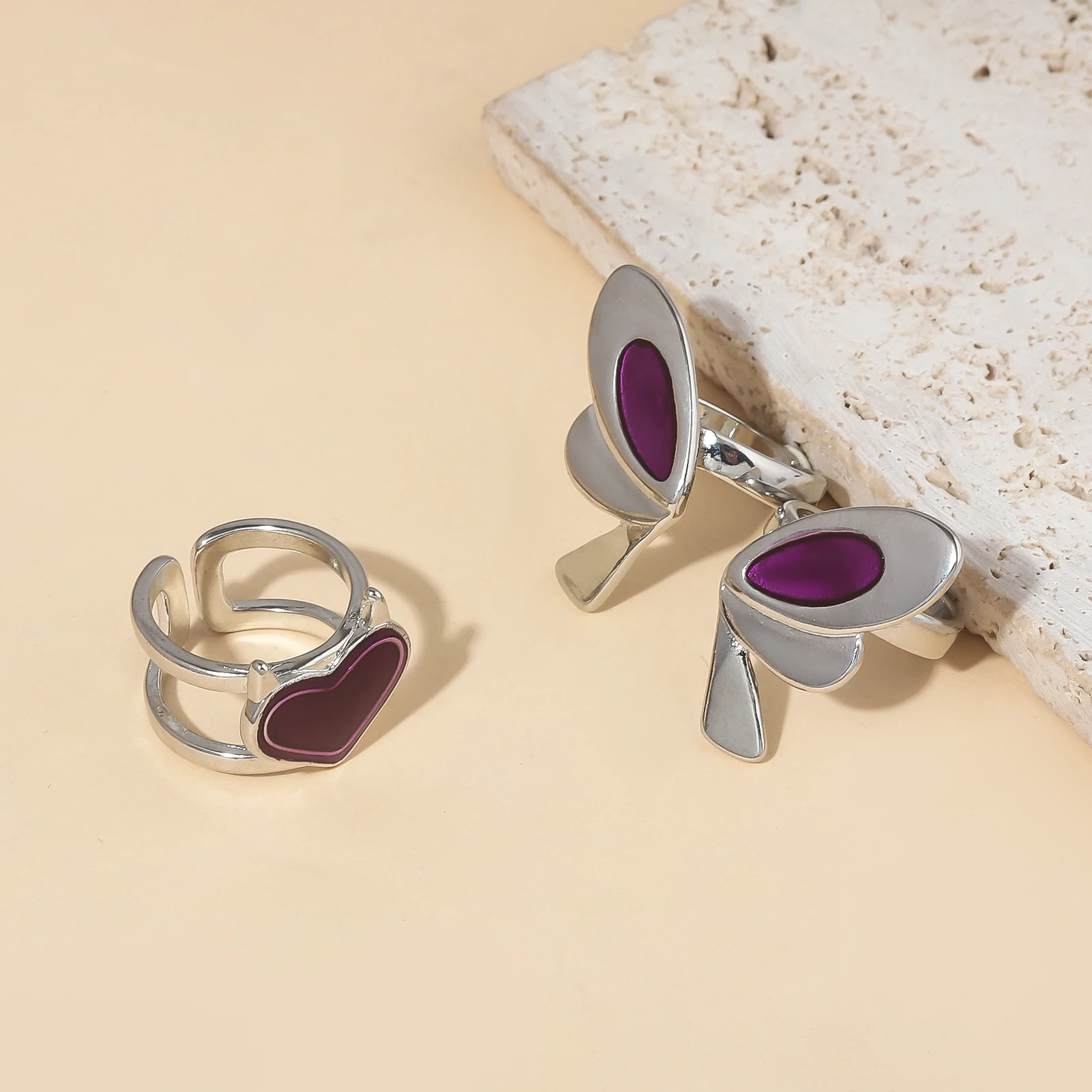 Game VALORANT Ring Game Characters Clove Alloy Opening Adjustable Butterfly Heart Rings for Cosplay Props Women Jewelry Charm