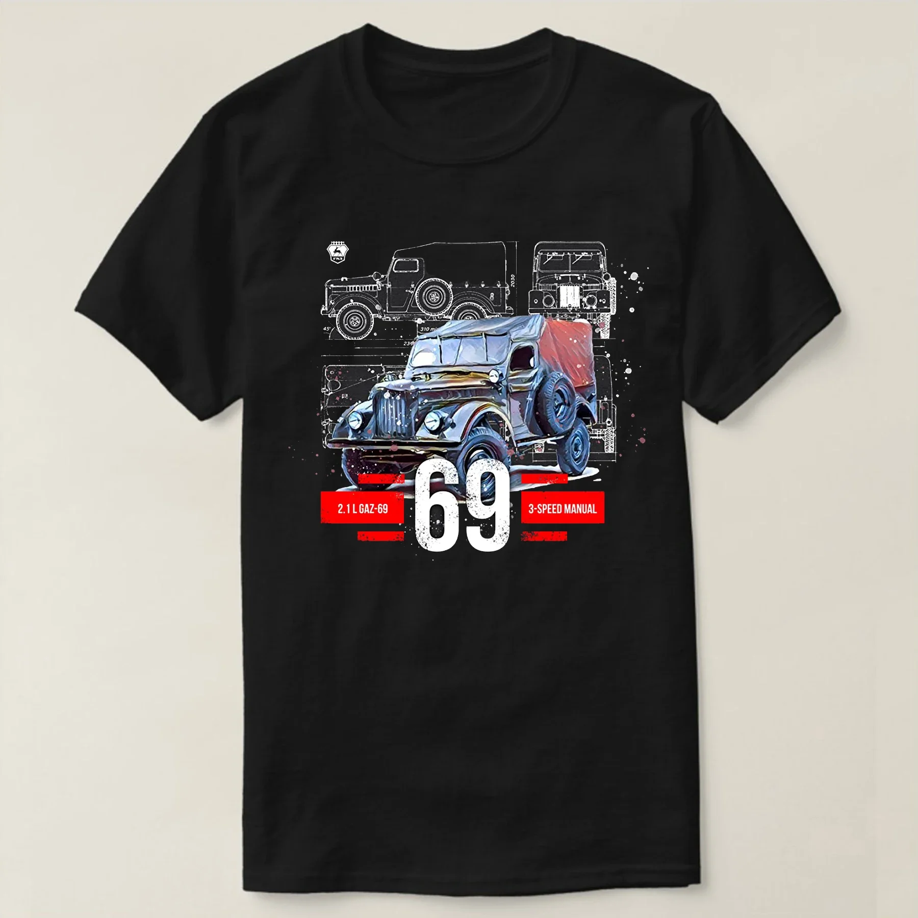 USSR GAZ 69 Vintage Car Collectors Gift T-Shirt New Cotton Short Sleeve O-Neck Casual T-shirt Mens Top