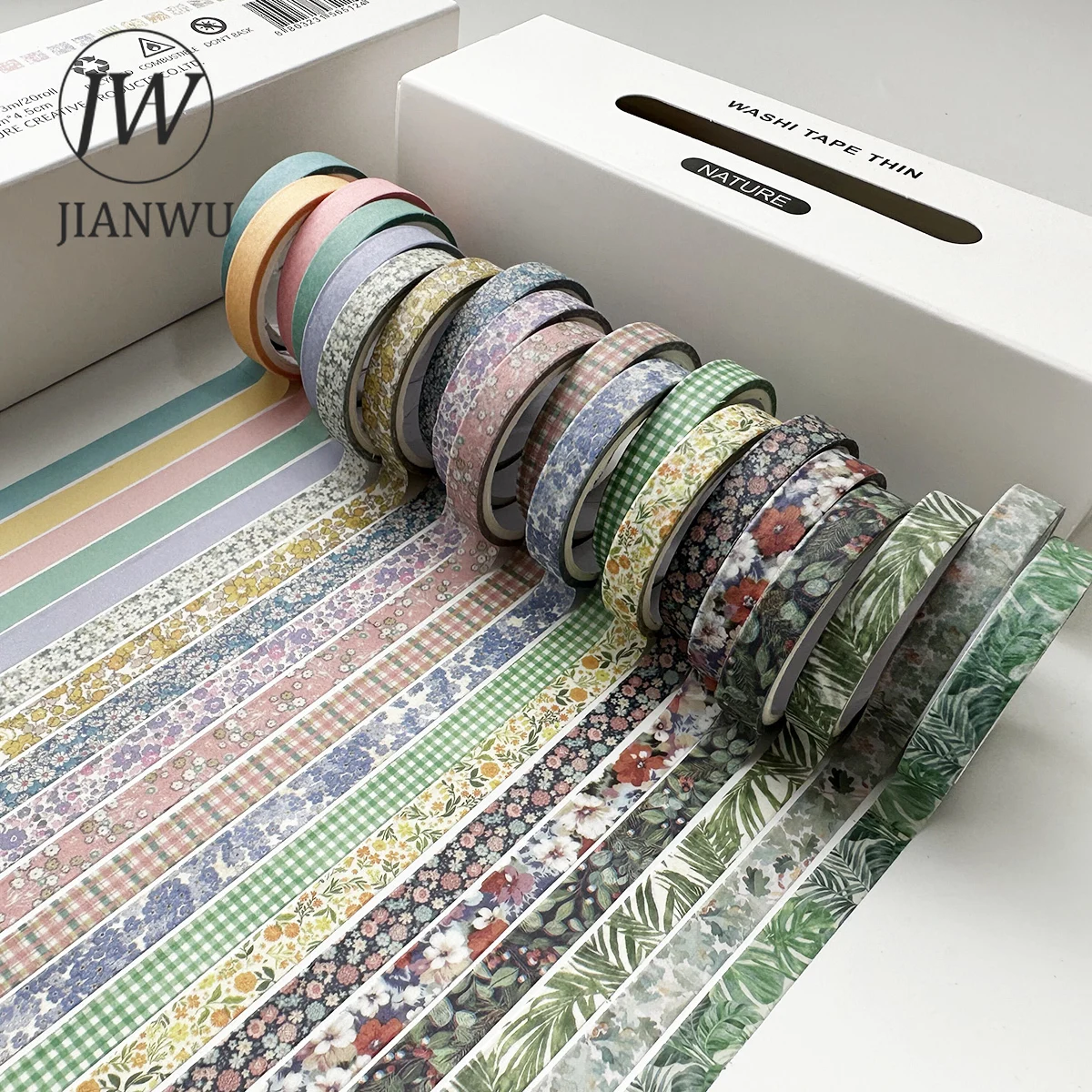 7mm*300cm 20 Rolls/box Simple Split Thin Washi Tape Set Creative DIY  Journal Collage Decor Material Stationery - JianWu Official Store