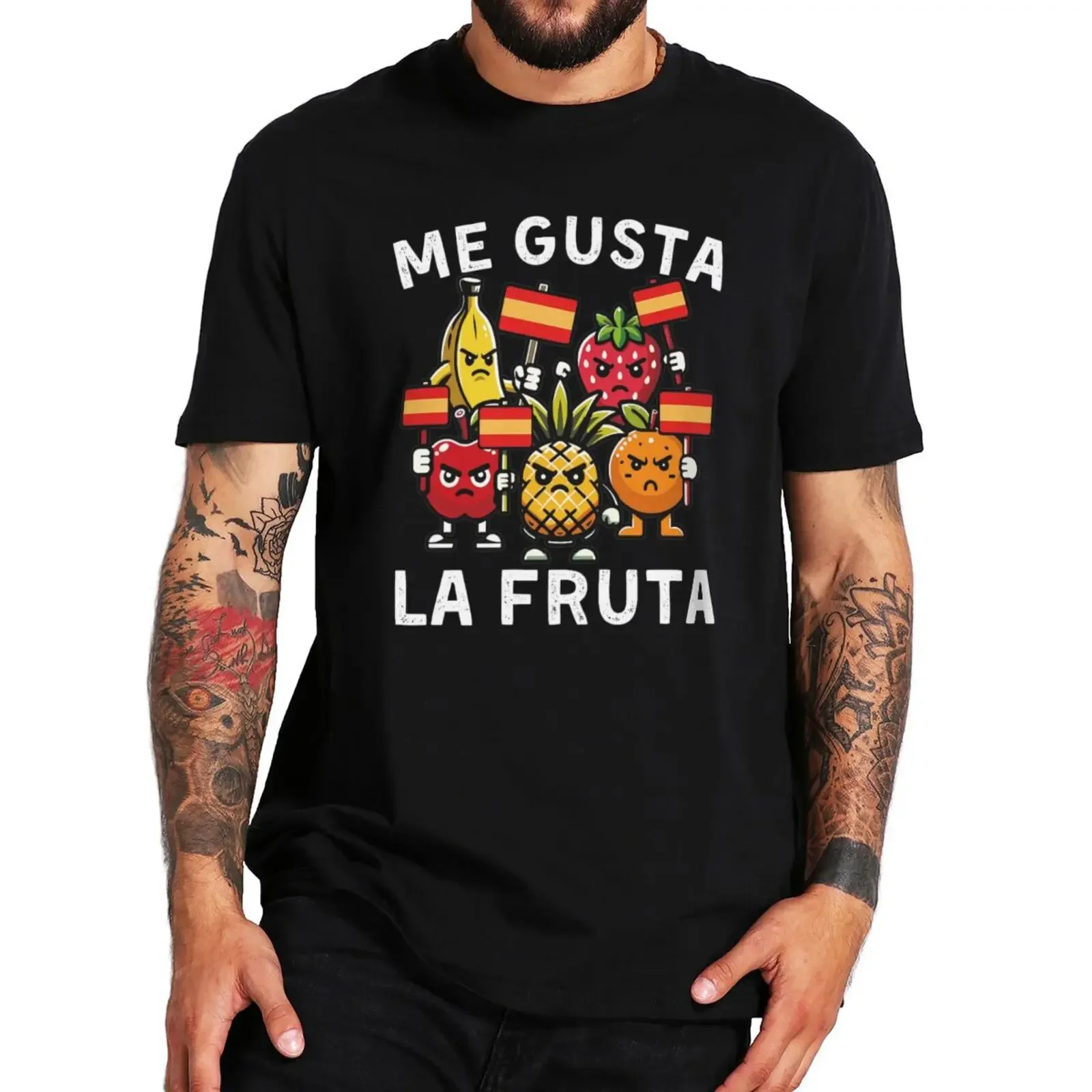 I Like Fruit Spanish Meme Y2k Camiseta 100% хлопковая Мягкая футболка унисекс с круглым вырезом для мужчин женщин Me Gusta La Fruta футболка европейский размер