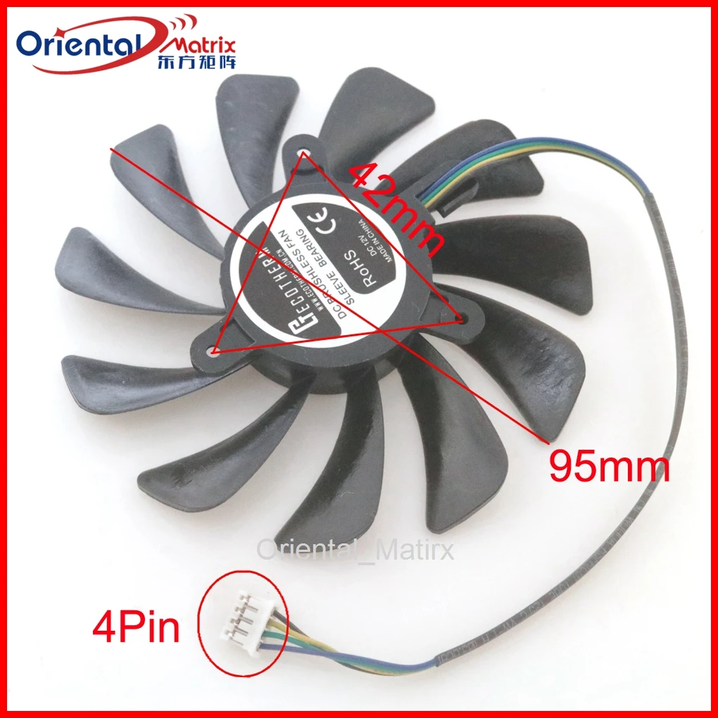 Ventilatore Vga Xy-D10015Sh 95Mm Dc12V 0.40A 4Pin Per Msi Rtx 3060 3060Ti Gtx1660Ti Rtx 2060 2070 Aero Itx Oc Ventola Di Raffreddamento Della Scheda G
