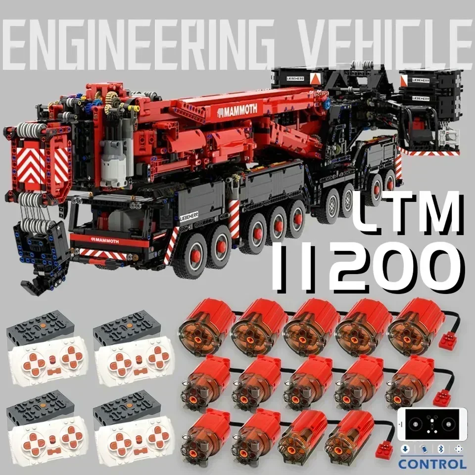 9177pcs 2024 Newest Ubricks Liebherr LTM11200 Mobile Crane Model 1:20 Remote Control MOC Building Blocks Toys Bricks Kit Gifts 1