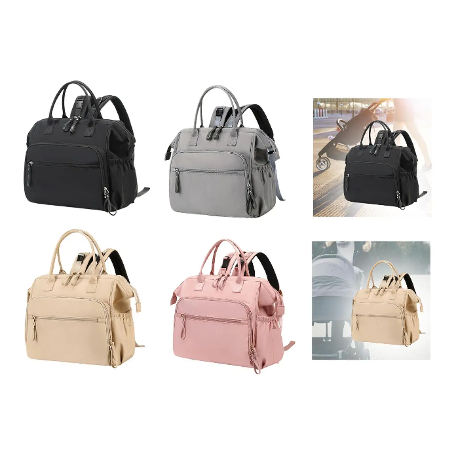 Travel Diaper Tote Large Capacity for Mummy Wide Open Top Baby Diaper Bag