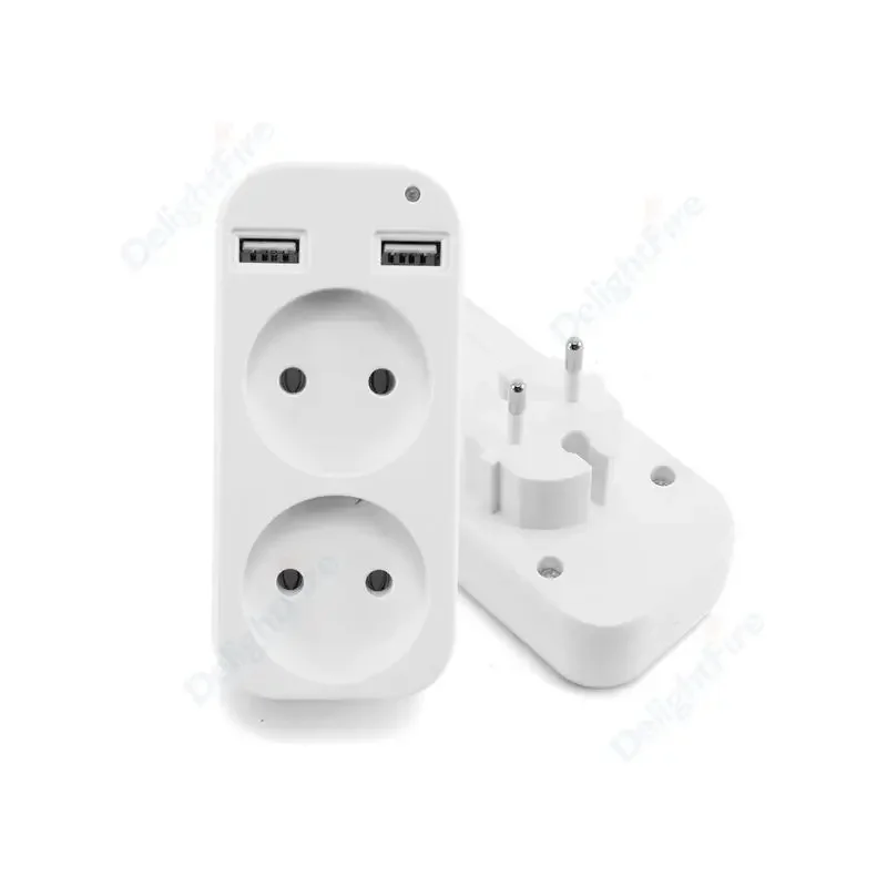 EU 플러그 어댑터 벽면 콘센트 USB 1 2 웨이 유럽 표준 확장기 소켓 2 USB 포트 전원 스트립 AC 변환 어댑터