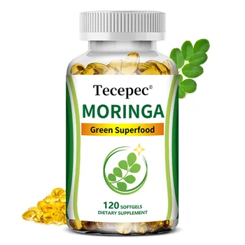 Organic Moringa Capsules, Green Superfood That Boosts Immunity and Energy, Provides Multivitamins, and Promotes Metabolism