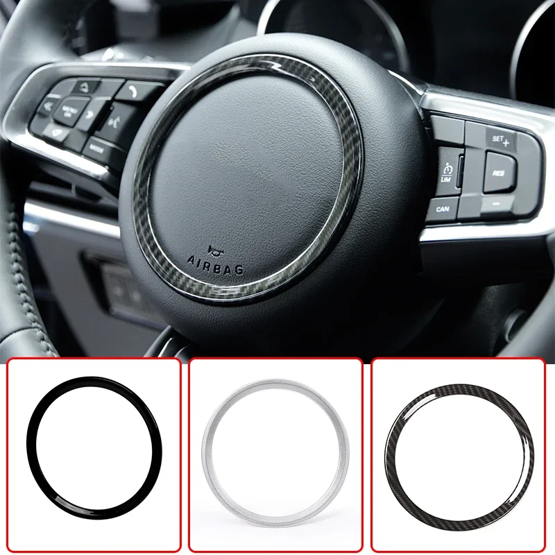 

For Jaguar XFL F-PACE XE XEL X761 X760 ABS Carbon Fiber/Black Car Steering Wheel Ring Decorative Sticker Trim Car Accessories