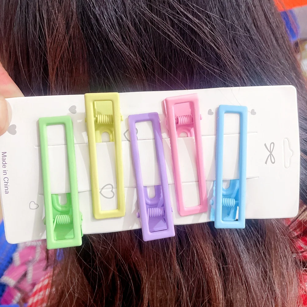 

10pcs 6cm Hairclip Girls Rectangle Hairpins Candy Color Setting Base For DIY Kids Hair Clip Jewelry Making Hair Accessories