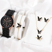 2/6pcs Luxury Watch Set Women Ring Necklace Earrings Rhinestone Fashion Wristwatch Female Casual Ladies Watches Bracelet(No Box) 2