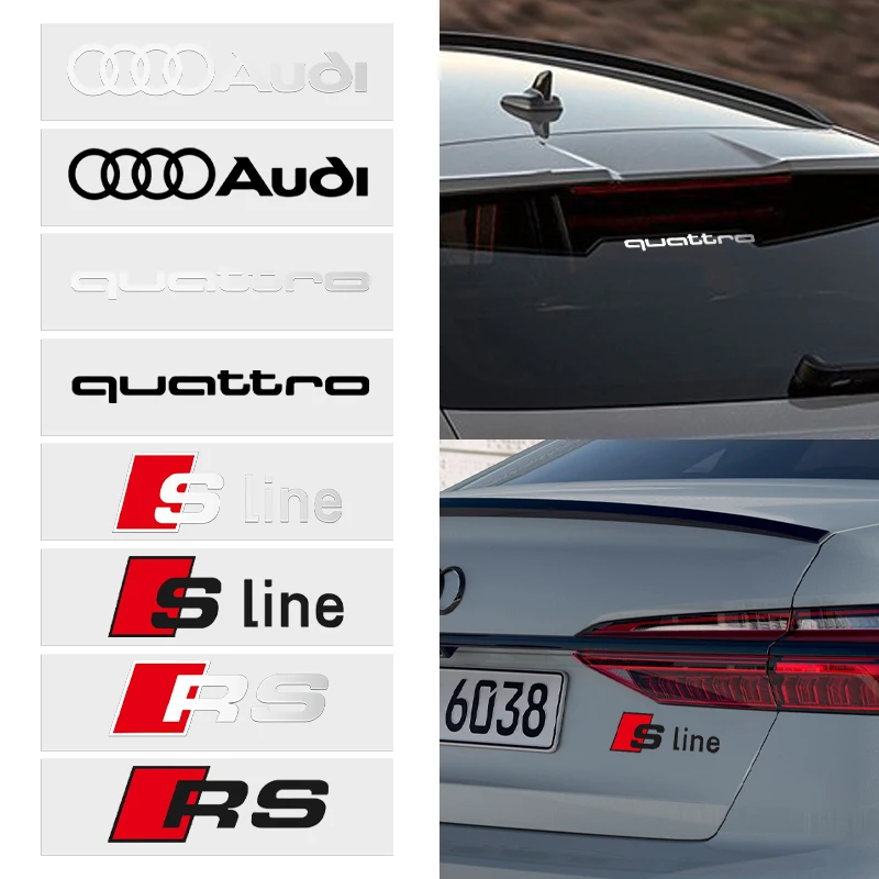2Pcs Car Sticker Side Body Trunk Bumper Window Decoration Badge Decal Per Audi Quattro Q2 Q3 Q5 Q7 Q5L Q4 Q8 Q1 A3 A5 A7 A4 A6L