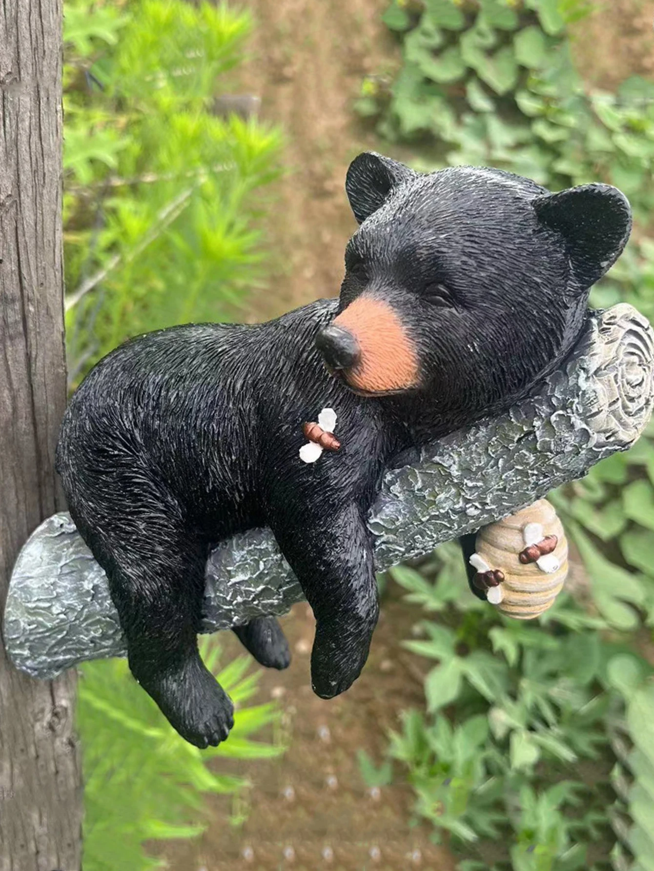 1pc Black Bear Resin Ornament Garden Decoration
