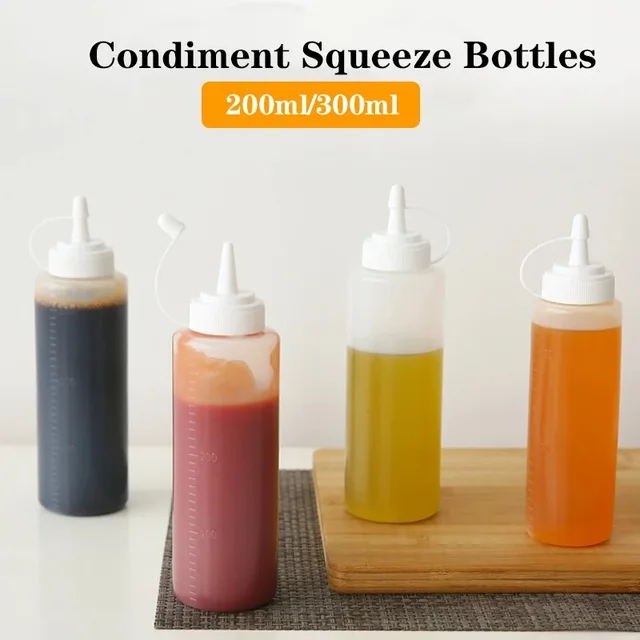 Bouteilles à Sauce Compressibles 500 Ml - Lot De 2, En PP Alimentaire, Bouchon étanche, Transparentes