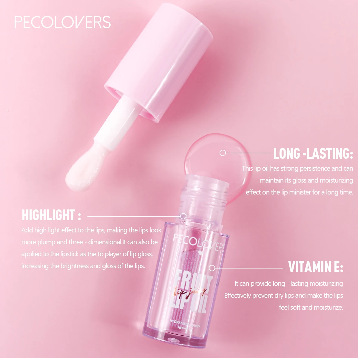 1pcs Fruit Lip Gloss Transparent Lip Oil Moisturizing Reducing Lip Lines Nourishes Lips Long-lasting Liquid Lip Cosmetics 3