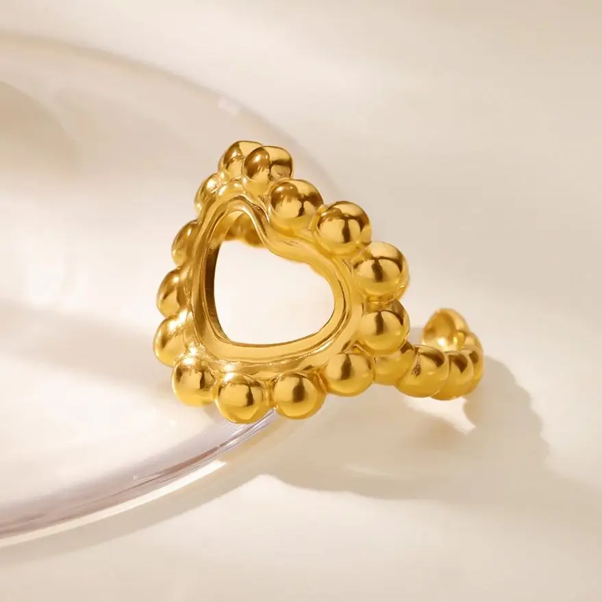 Minimalist Geometric Heart Ring Gold Stainless Steel