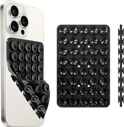 Dual - Sided Suction Cup Phone Holder - Silicone Adhesive Stand & Hands - Free Grip (Black)