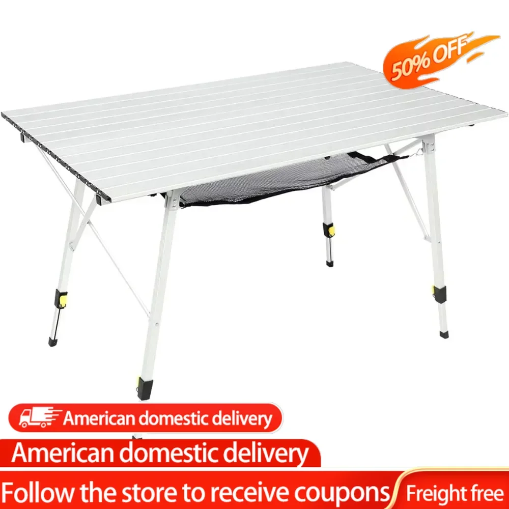 

Aluminum Folding Table Roll Up Table With Carrying Bag for Outdoor Picnic BBQ and Party Silver Big Beach Backyards Camping Shelf