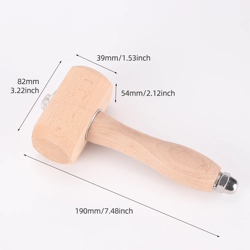 Leather Carving Hammer QJH Leather DIY Beech Round Hammer T Hammer Hardwood Wood Carving Leather Carving Log Hole Punching Printing
