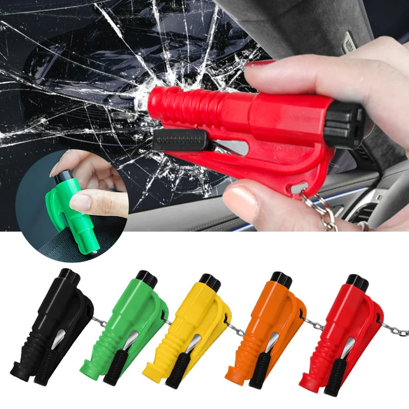 

2 in 1 Car Safety Emergency Hammer Auto Glass Window Breaker Keychain Seat Belt Cutter Quick Rescue Life-Saving Escape Tool