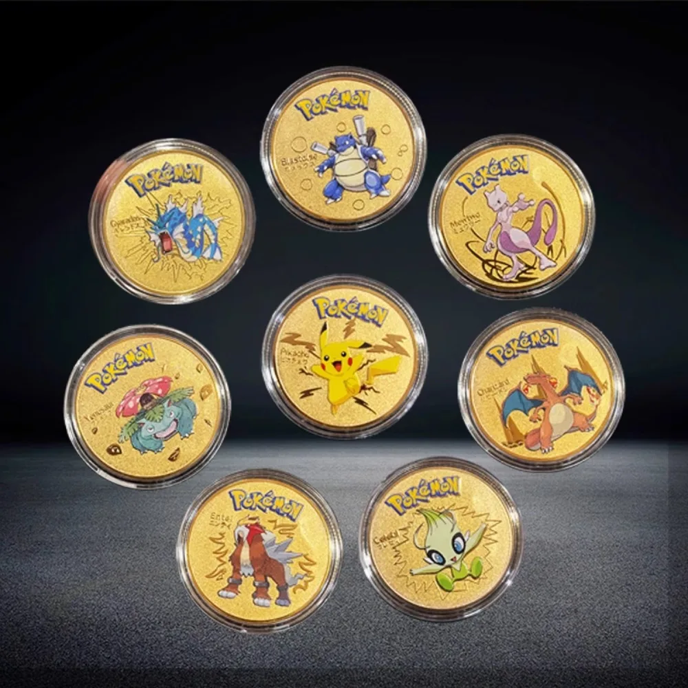 

Pokemon PTCG Commemorative Coin Pikachu Charizard Celebi Gold and Silver Coin