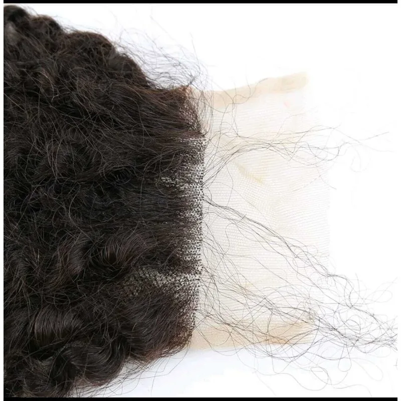 Afro Kinky Curly Lace Closure Human Hair 4x4 Lace Closure Free Part Transparent Baby Hair Brazilian Remy Extension
