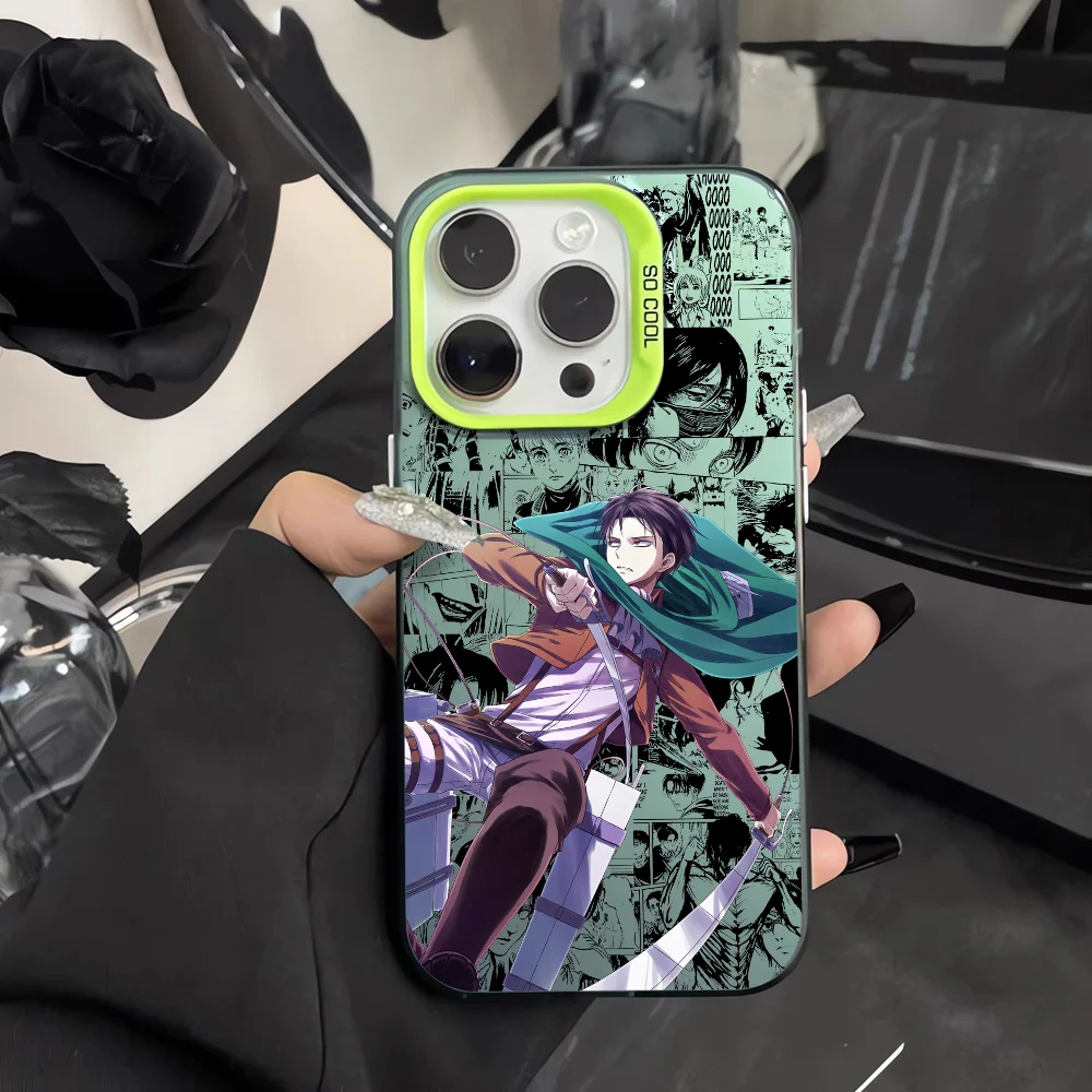Anime Levi Ackerman Black Matte Multicolor Laser Metallic Aurora Phone Case