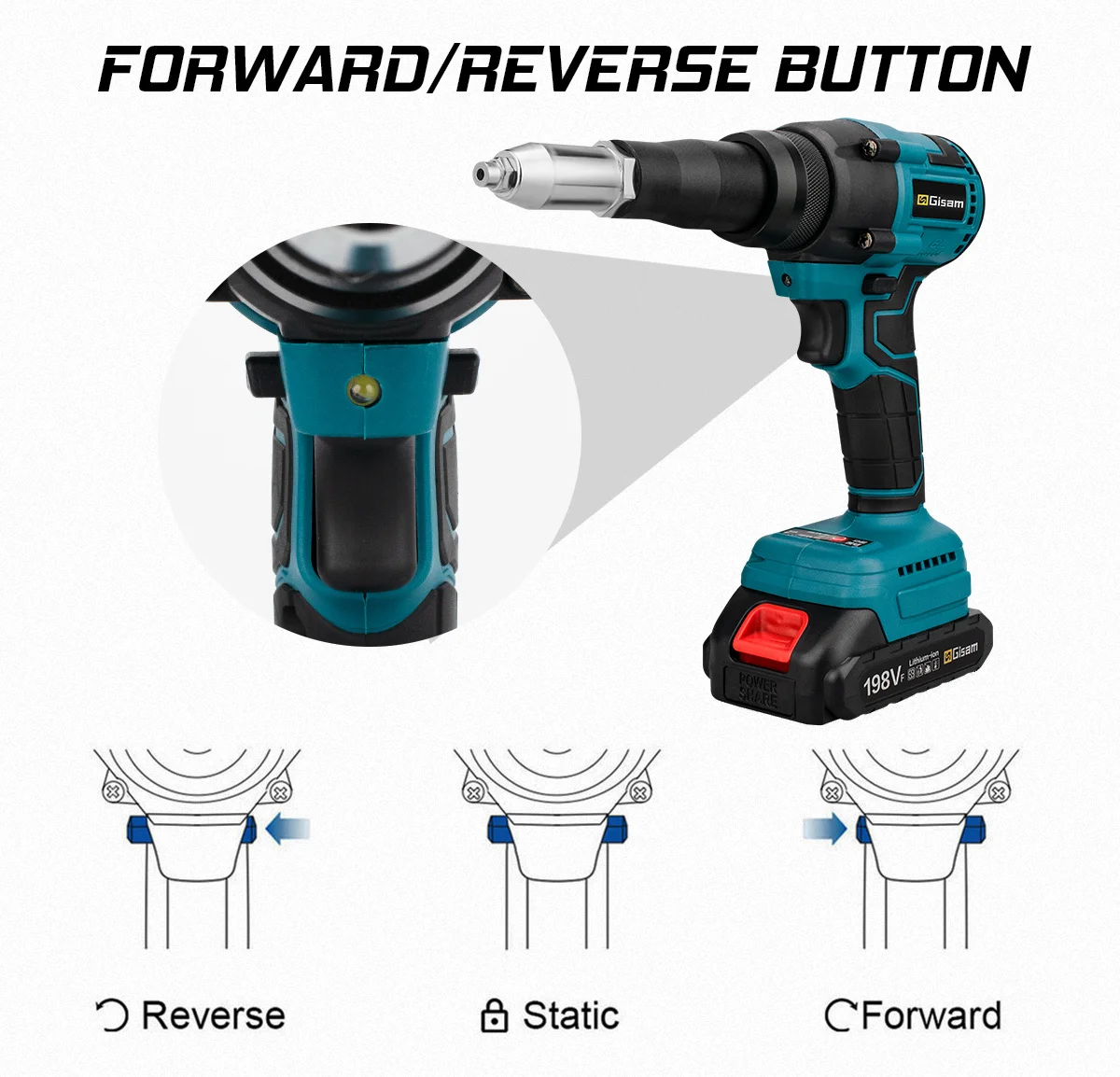 720W Electric Brushless Rivet Gun Rechargeable Lithium Battery Cordless Riveting Nut Gun Automatic Rivet for Makita 18V Battery 4
