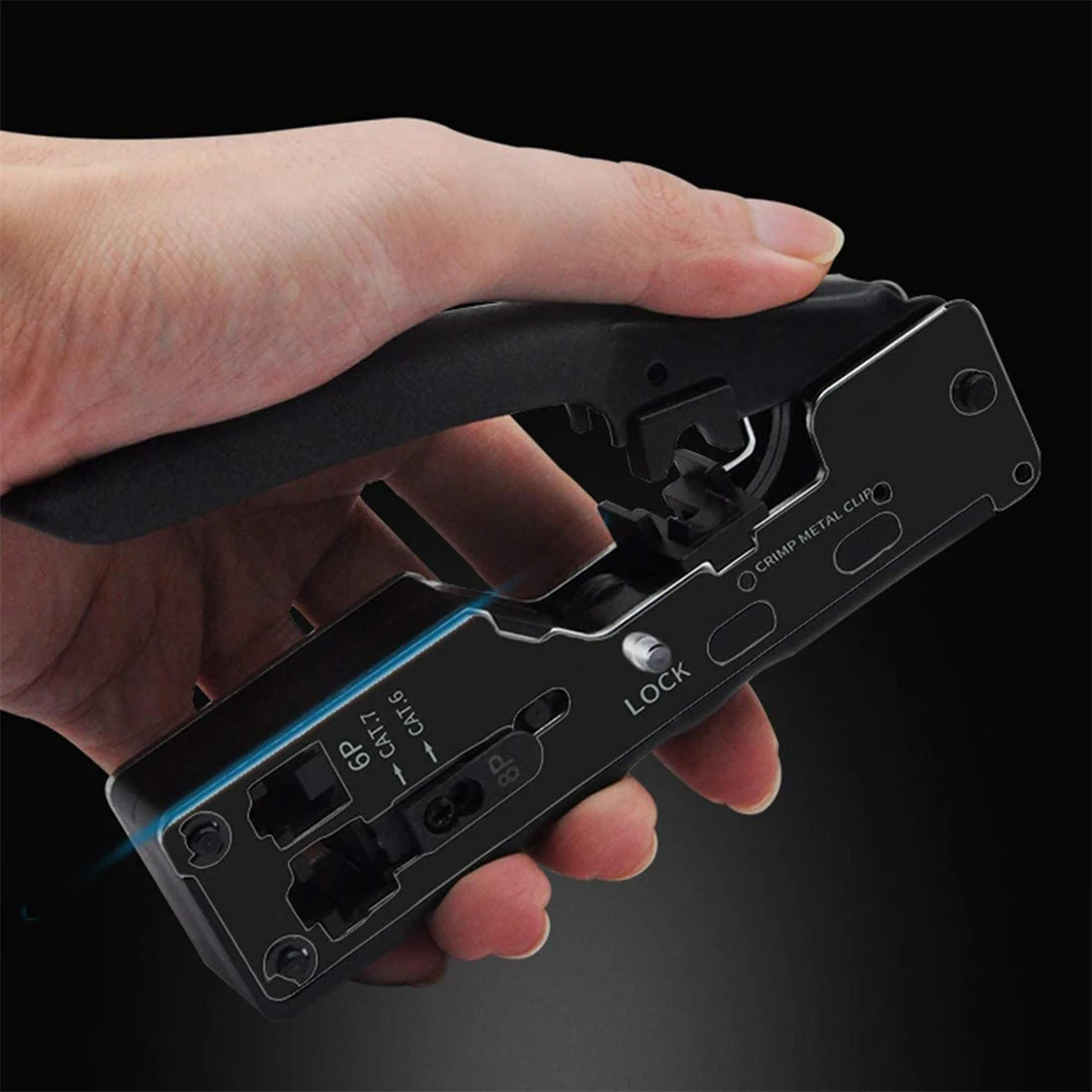Zoerax Rj45 Crimp Ferramenta Ethernet Crimping Tool Wire Cutter Crimper para Cat7 Cat6a Cat6 Cat5e Pass Through Conectores - Imagem 5