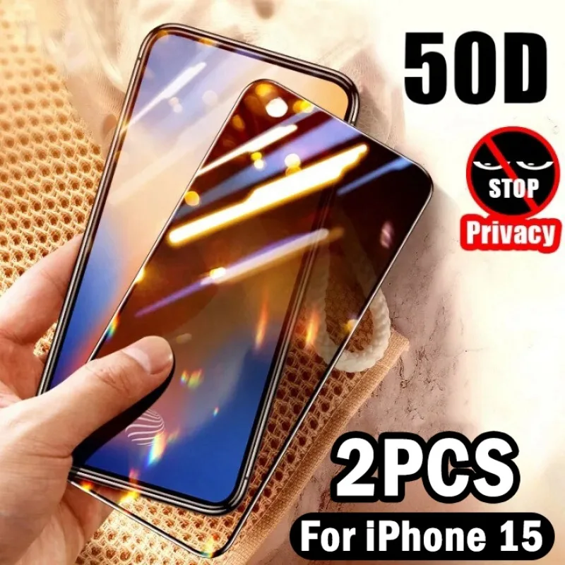 

2 шт., защитное закаленное стекло с полным покрытием для iPhone 15 PRO MAX