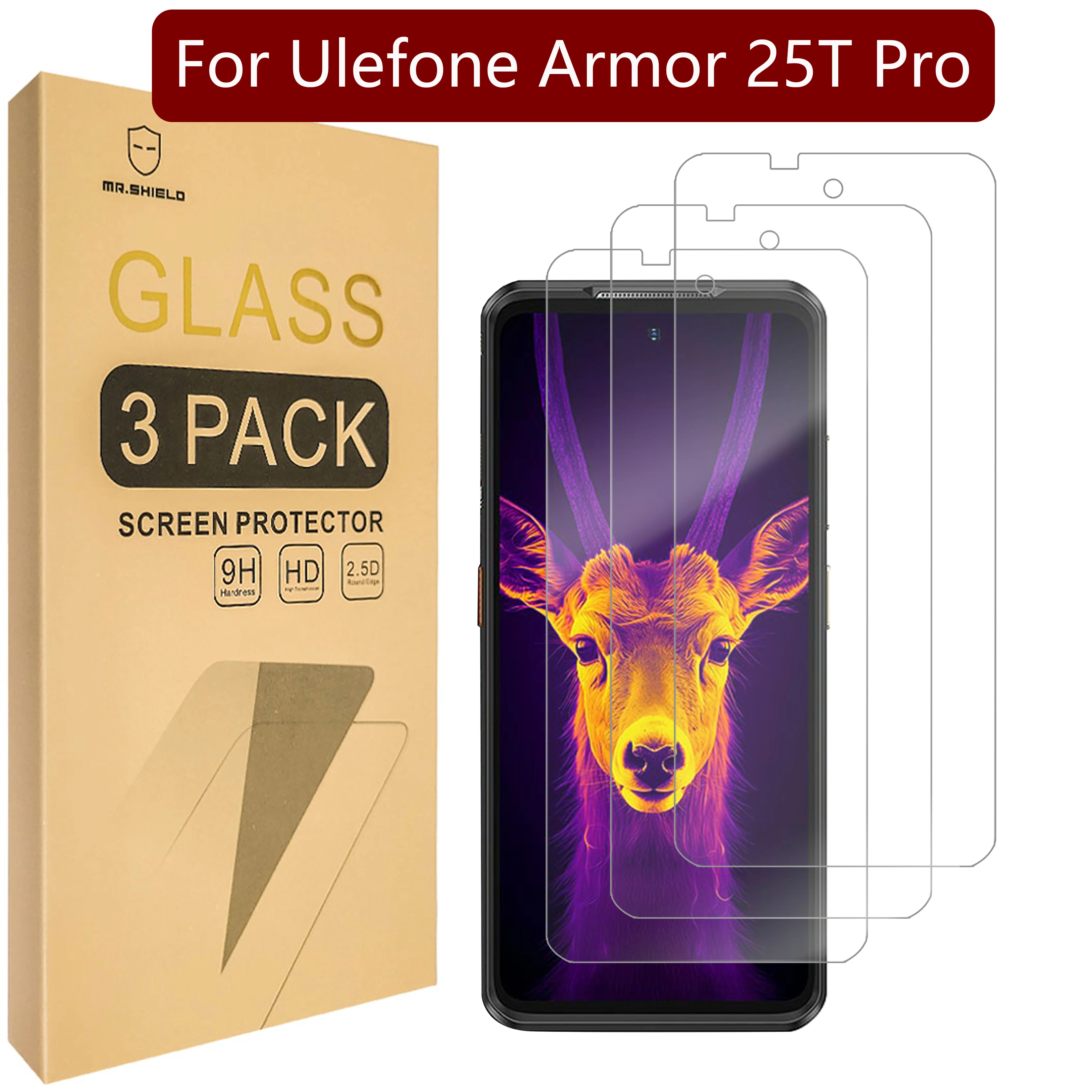 

Mr. Защитный экран совместим с Ulefone Armor 25T Pro [закаленное стекло] [3 шт. в упаковке] [Японское стекло с твердостью 9H]