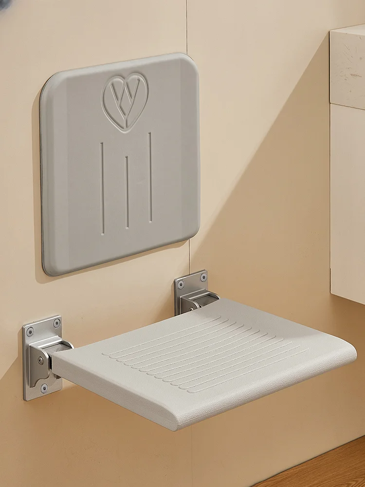 Bathroom folding stool shower seat wall-mounted non-slip toilet the elderly bath seat back 2