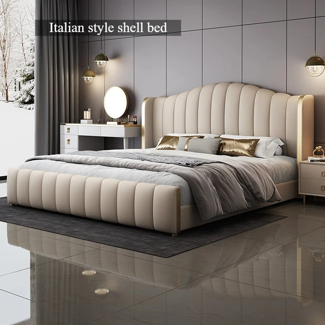 Lit double moderne de 2x2,2 m, design simple, tête de lit de type italien, cadres de lit, meubles pour chambre à coucher, muebles para dormitorio 1