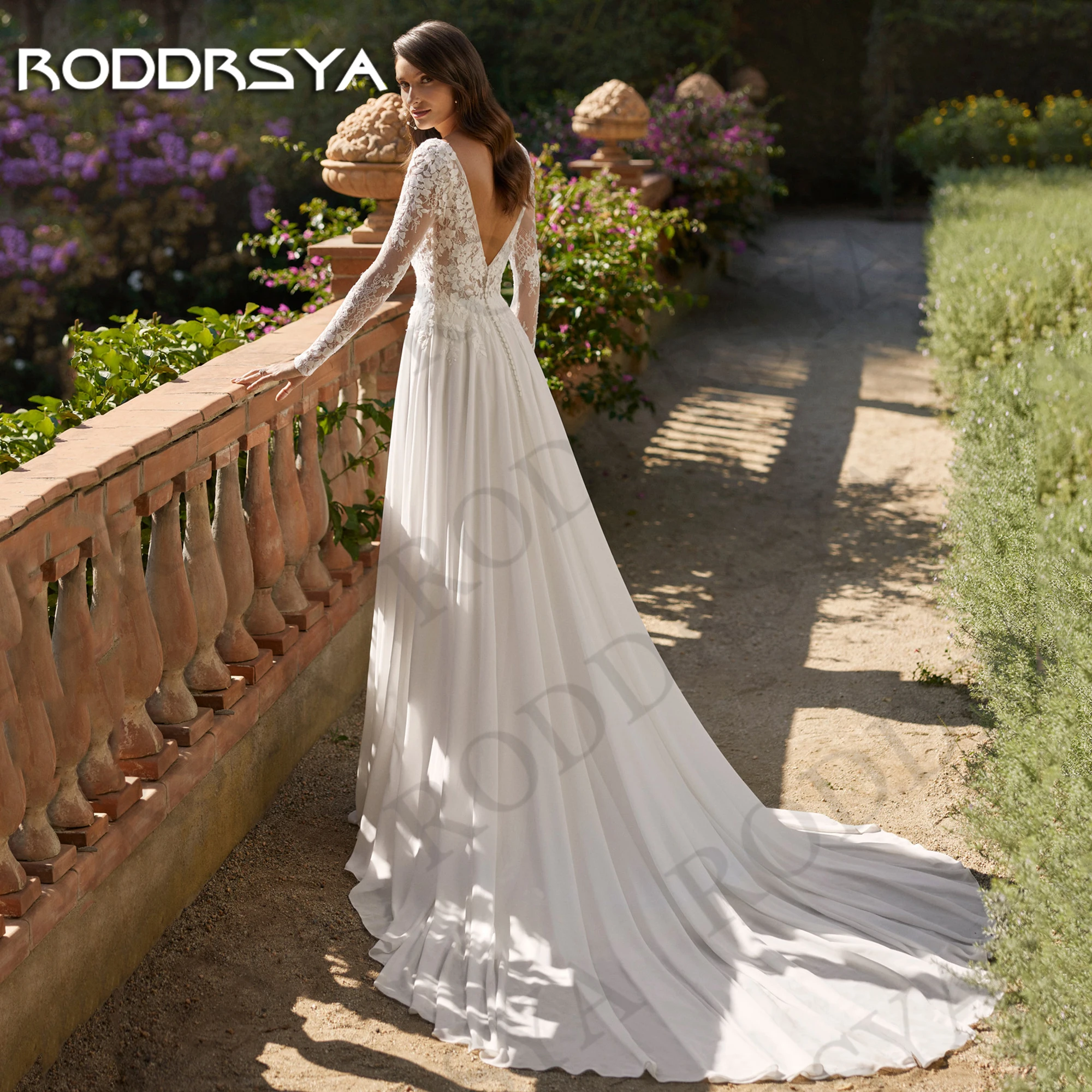 RODDRSYA Elegant Long Sleeve Wedding Dresses for Brides Lace A Line Bridal Gown Backless Woman vestido de noiva 2026 Customized 2
