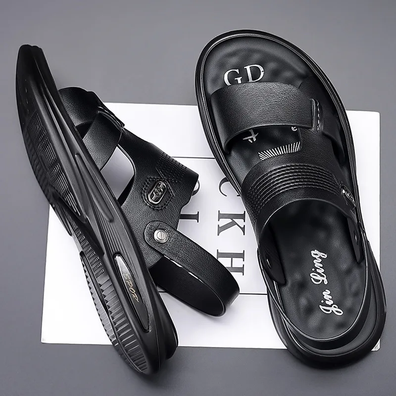 

Top Layer Cowhide Casual Sandals For Men's Beach Shoes Anti-slip Sandalias Hombre Verano Sandali Uomo Sandalia Masculino Sandal