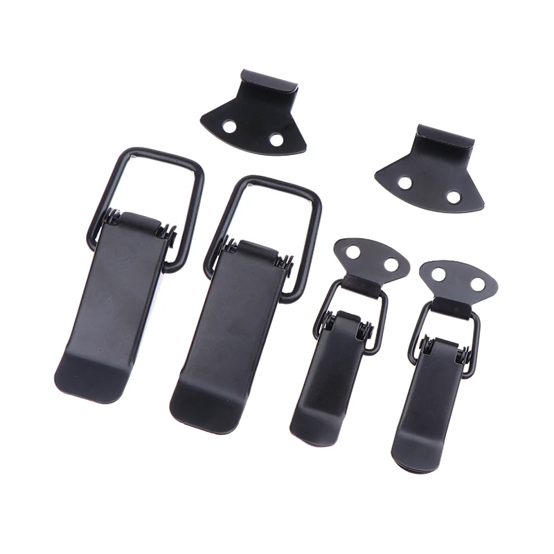Latch Catch Duck-mouth Buckle Hook Wooden Box Hasps Clamp Iron Spring Catch Clasp Loaded Draw Toggle Clamp Hasps 2PCS