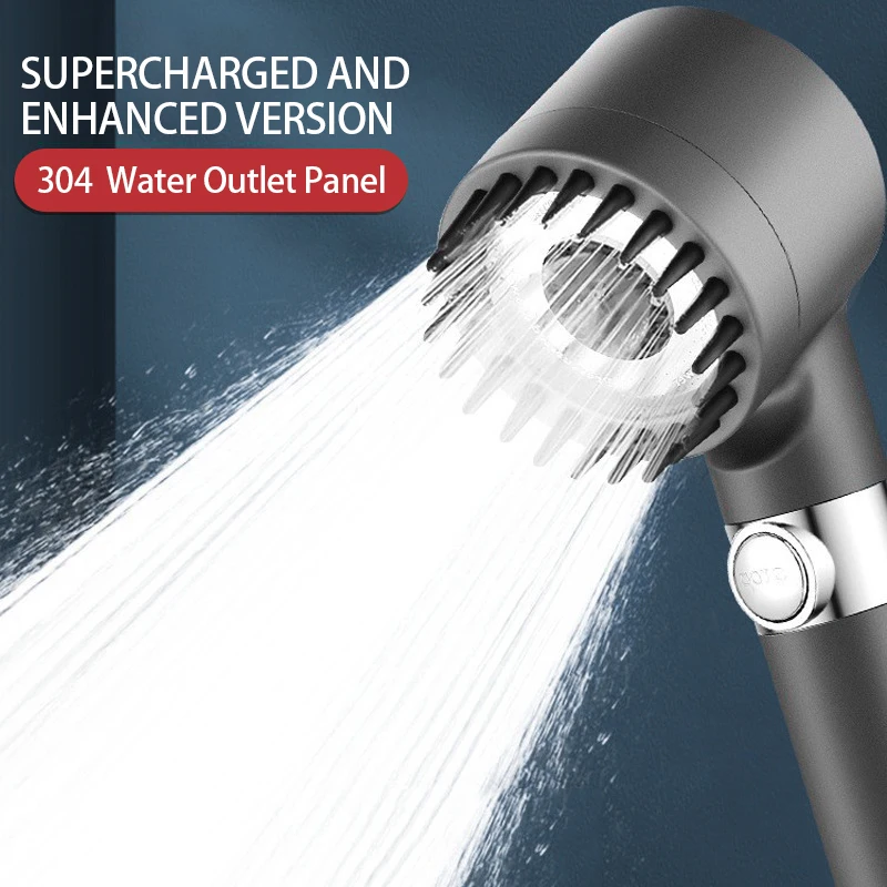 

Premier Shower Head Rainfall High Pressure 3 Modes Adjustable Boost Spray with Massage Brush Filter Bathroom Accessories