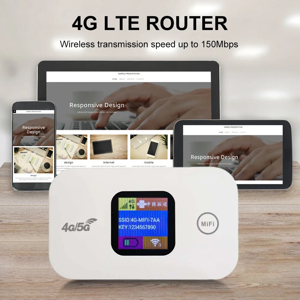 4G LTE Mini Outdoor Hotspot 150Mbps Wireless Router Sim Card Slot Portable Network Hotspot Device Colorful LED Display