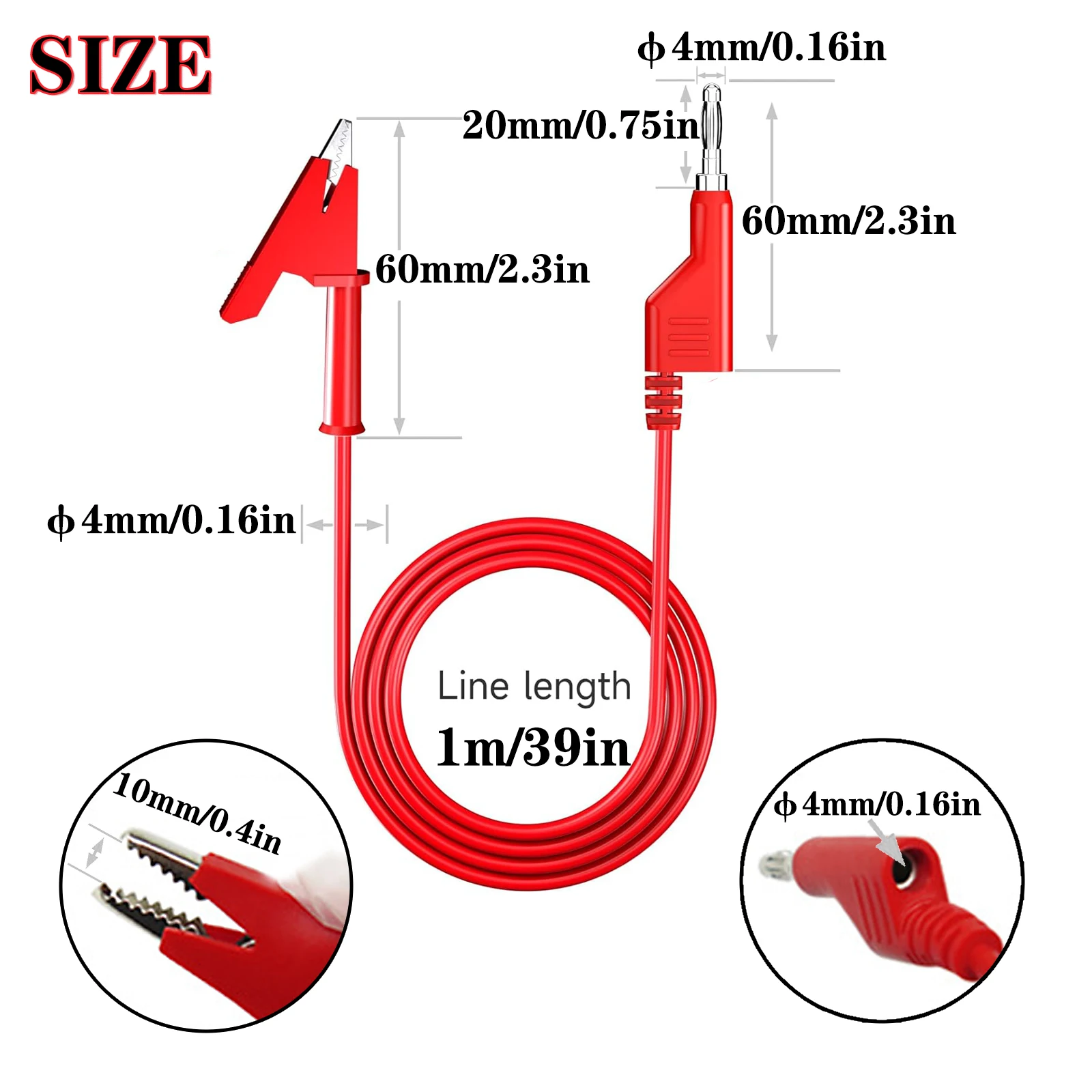 5pcs Banana Alligator Clips Test Leads Kit Stackable Plug Copper Flexible Cable Wires For Electrical Testing