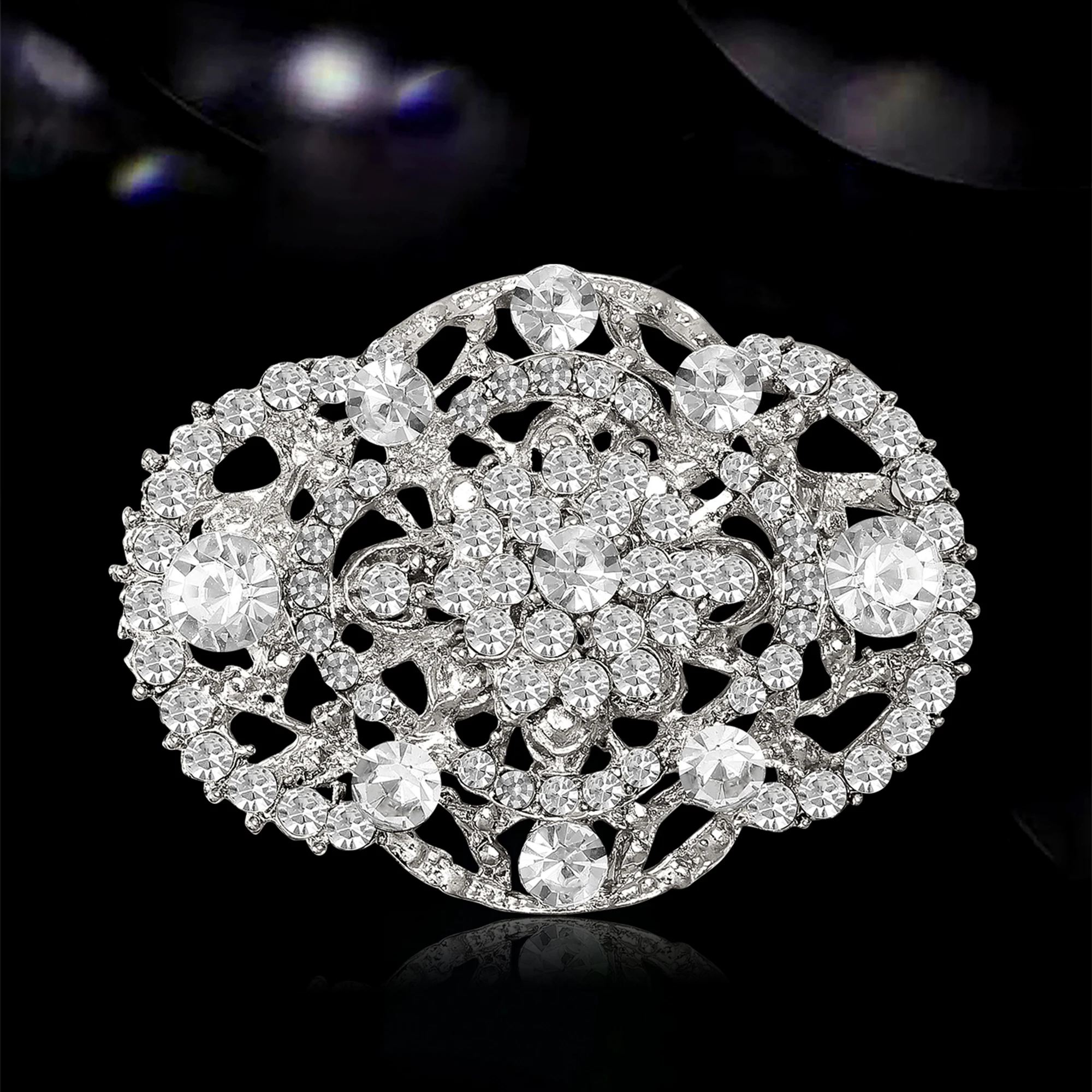 Rhinestone Palace Crystal Glass Brooches for Women Unisex Elegant Bridal Pins Event Party Decoration Clothes Accessory