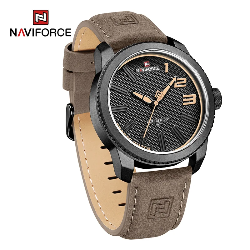 New Men Watch NAVIFORCE Original Simple Genuine Leather Man Wristwatches 3ATM Waterproof Business Quartz Clock Relogio Masculino
