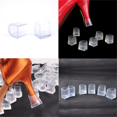 1 Pair 3 Sizes Latin Dance Shoes Transparent Shoe Covers Cap Shoe Care Hard Wearing High Heeler Wedding Heel Protectors Stoppers