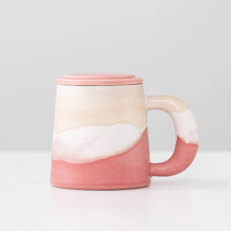 Chinese Style Ceramic Mugs, Home Personal Office Creative Teacup With Cover, Filtered Tea Water Separation, Tea Cups, 400ml, 1Pc