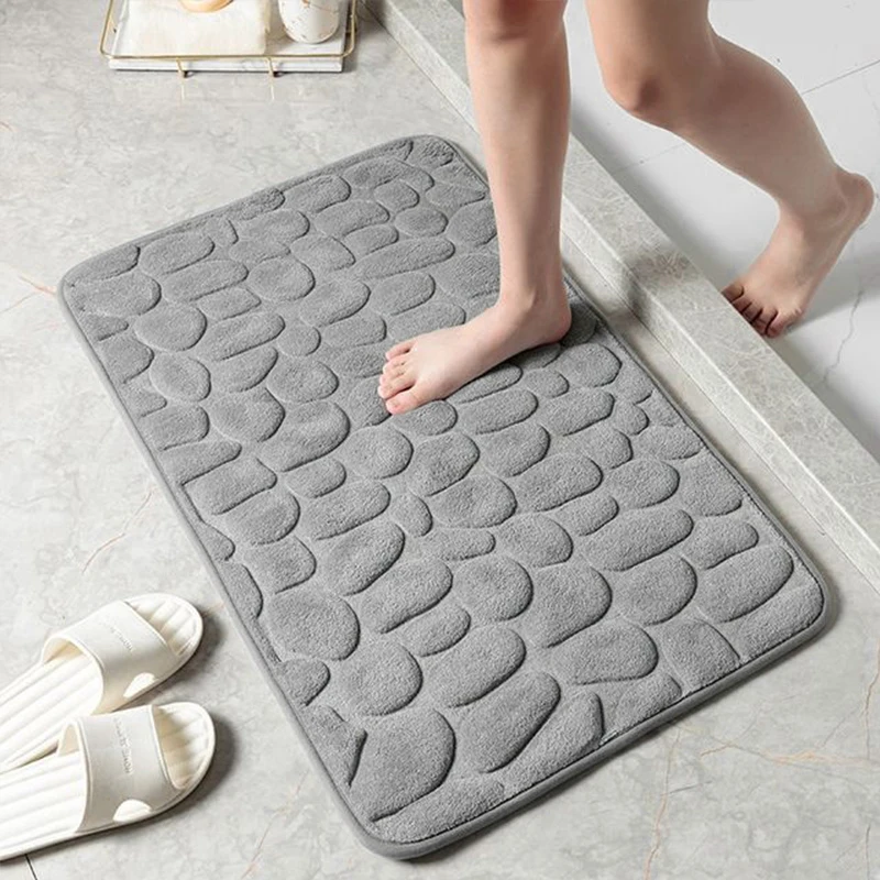 Memory Foam Foot Pad Cobblestone Embossed Bath Mat Non slip Carpet