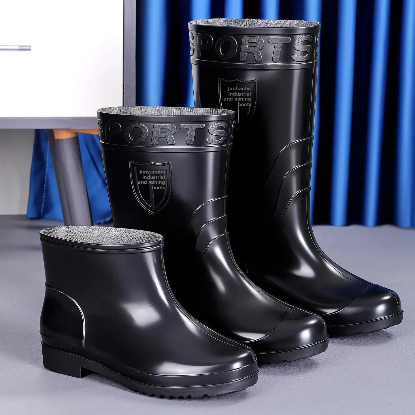 Bottes de pluie hautes renforcées pour homme - Chaussures PVC anti-dérapantes pour chantier durable