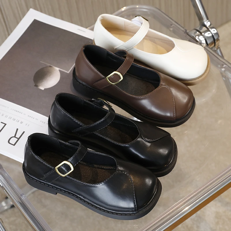 Leather Kids Flat Shoes for Girls Wedding Party