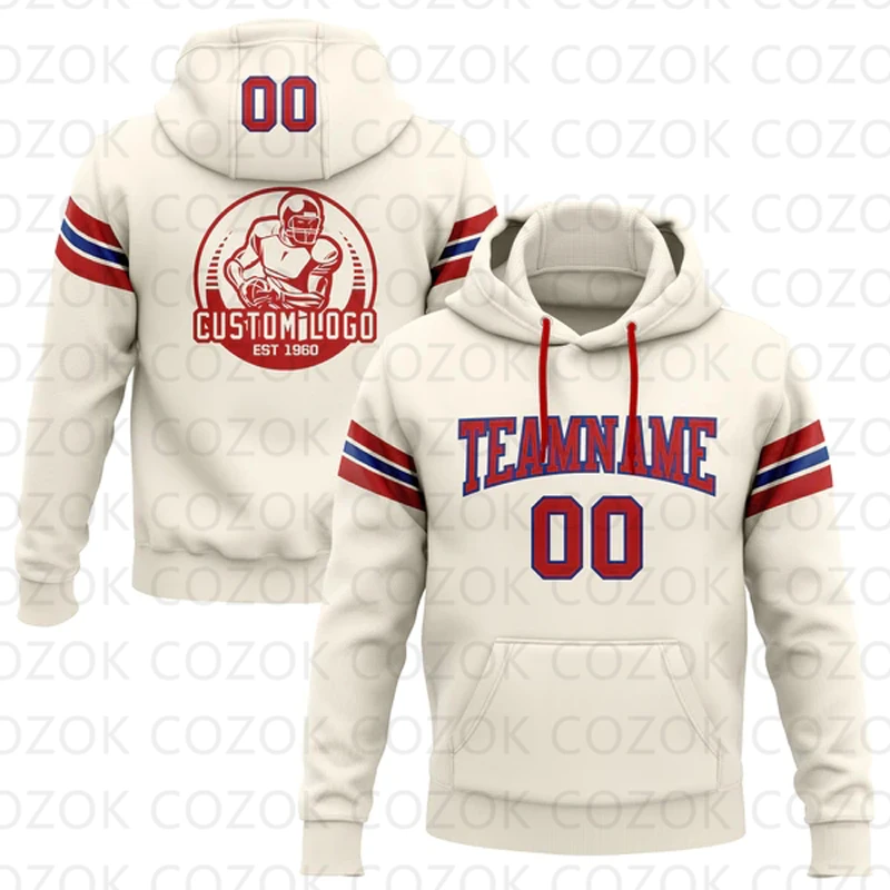 Customized Hoodie Cream Colour Jersey 3D Printed  Unisex Pullovers Hoodie Casual Sweatshirts